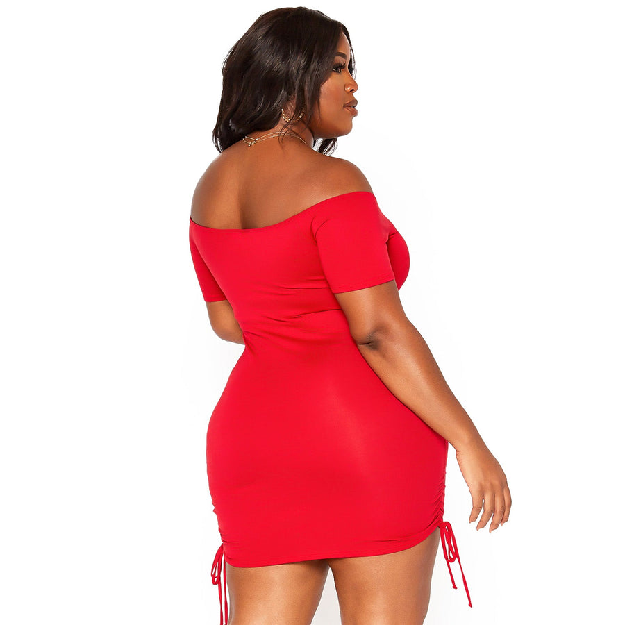 Plus Size Women's Solid Off Shoulder Dress