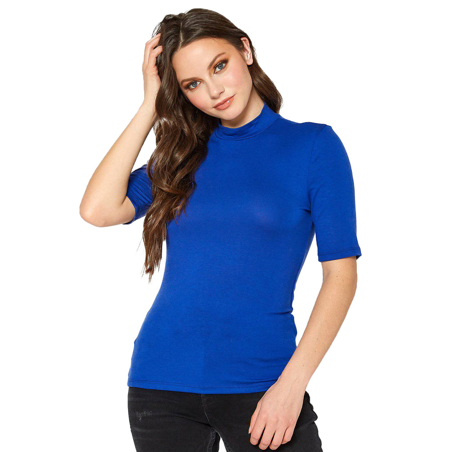 Women's Half Sleeve Turtle Neck Fitted Top