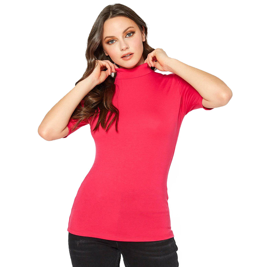 Women's Half Sleeve Turtle Neck Fitted Top