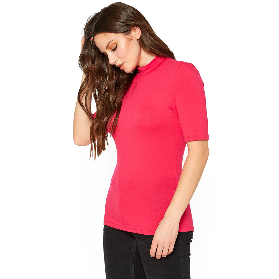 Women's Half Sleeve Turtle Neck Fitted Top