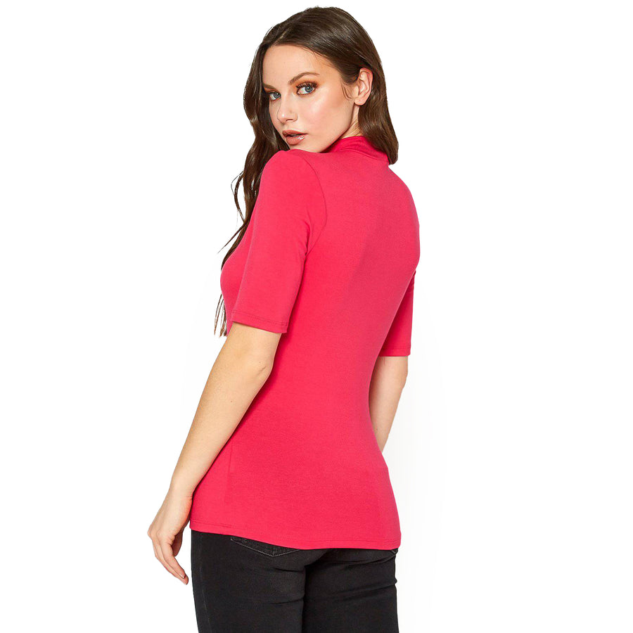 Women's Half Sleeve Turtle Neck Fitted Top