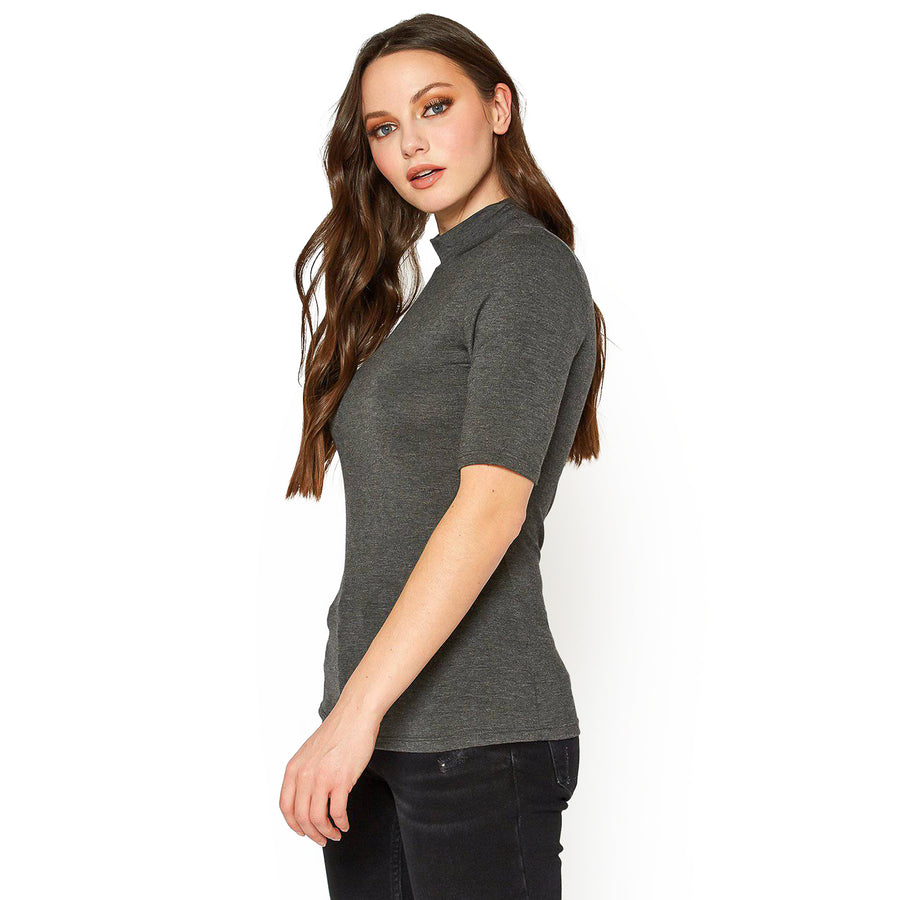 Women's Half Sleeve Turtle Neck Fitted Top