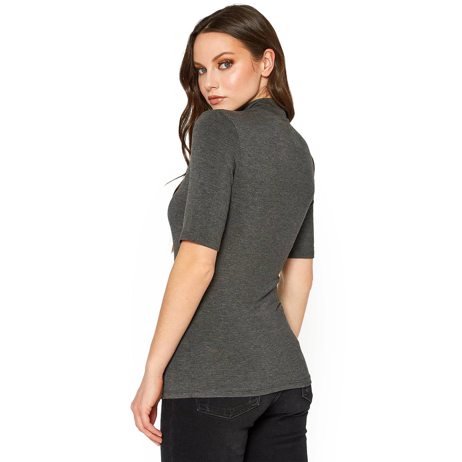 Women's Half Sleeve Turtle Neck Fitted Top