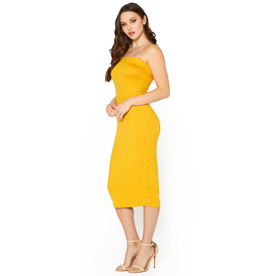 Women's Tube Top Bodycon Midi Dress