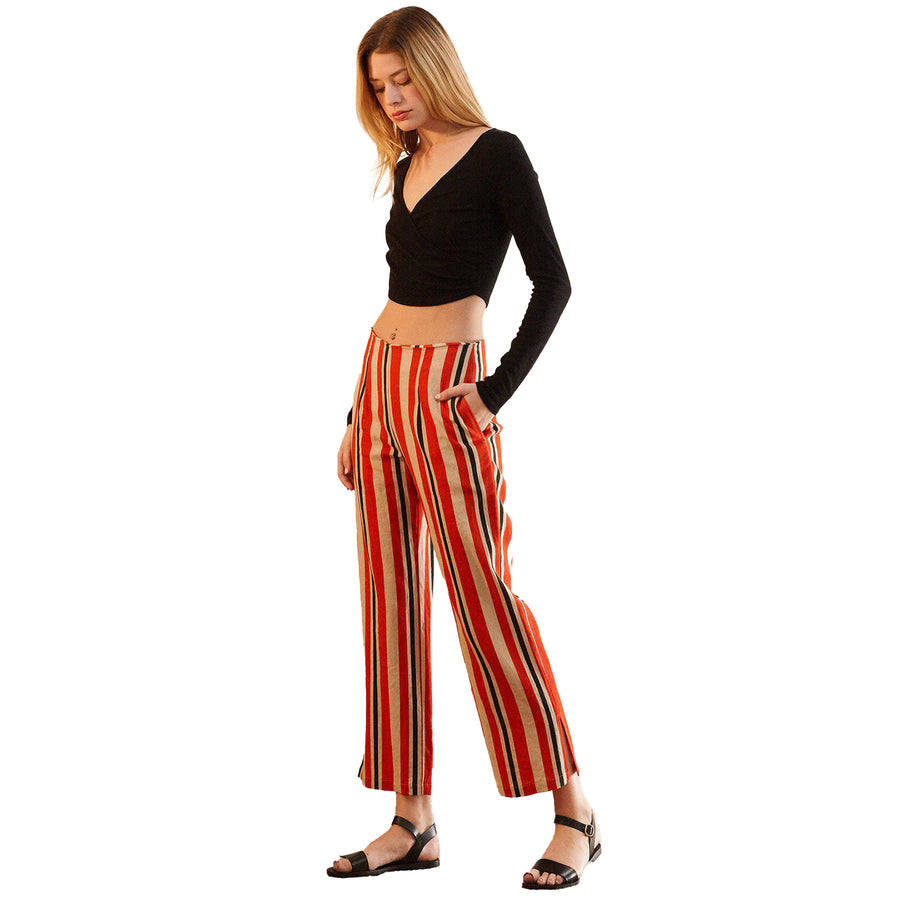 Women's Hi-waisted Cropped Pants in Poppy Multi