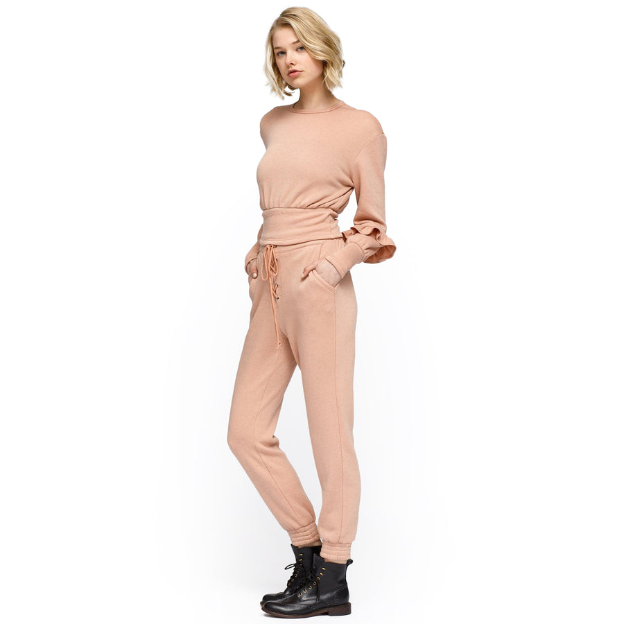 Women's Peplum Sweatpants In Peach