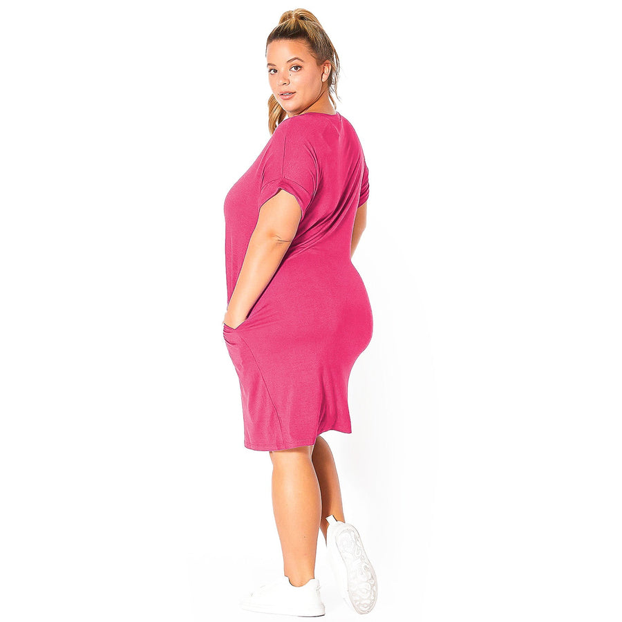 Plus Size V-Neck T-shirt Dress With Pocket