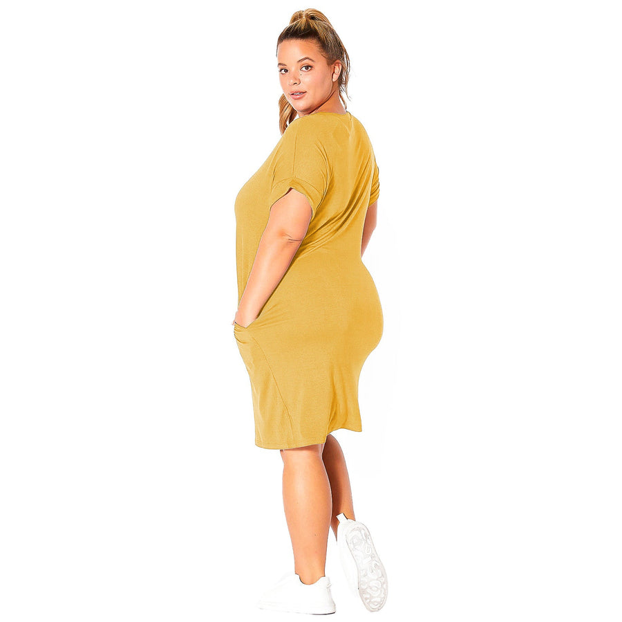 Plus Size V-Neck T-shirt Dress With Pocket