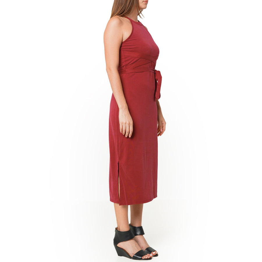 Women's Haltered Sheath Midi Dress In Wine