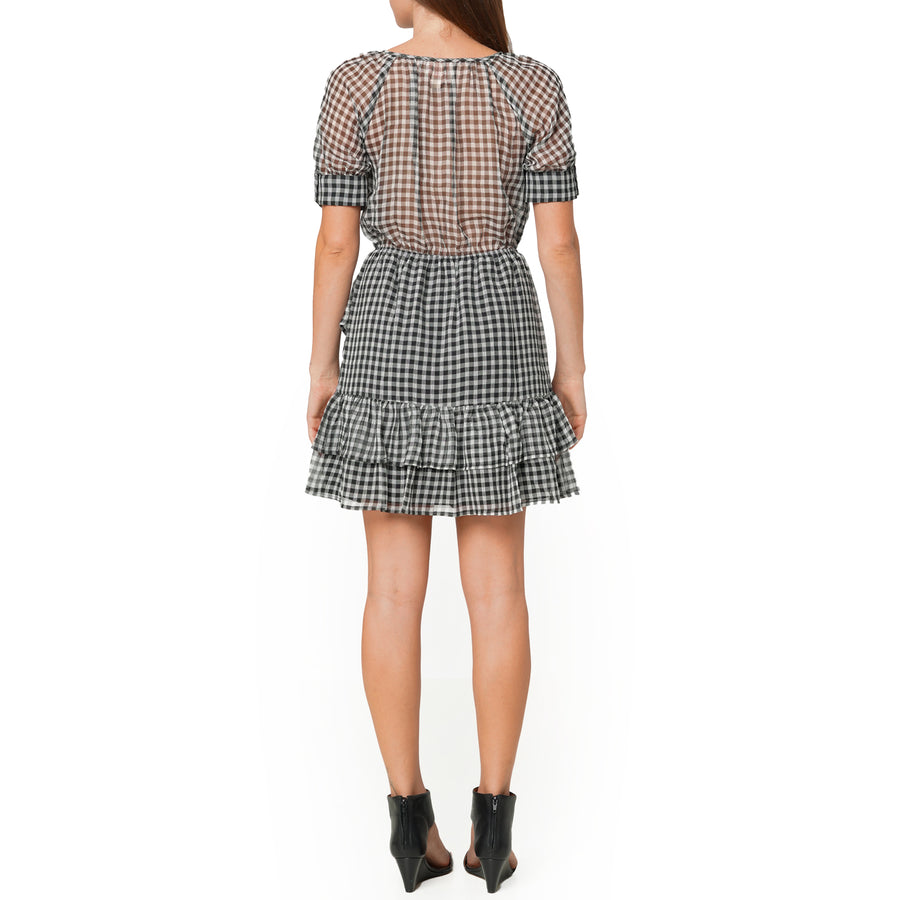 Women's Crinkle Chiffon Gingham in Black