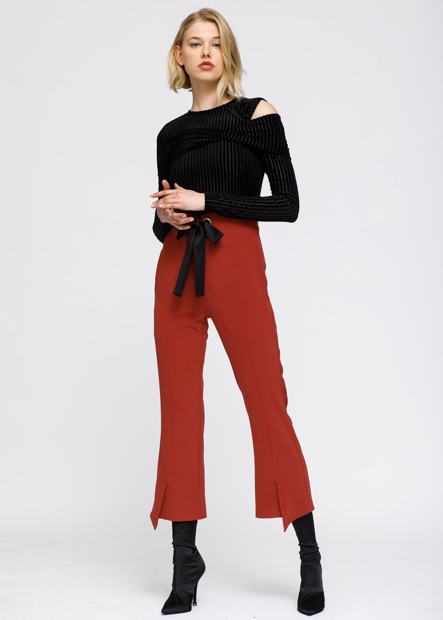 Women's High Waist Front Slit Trouser - shopatkonus