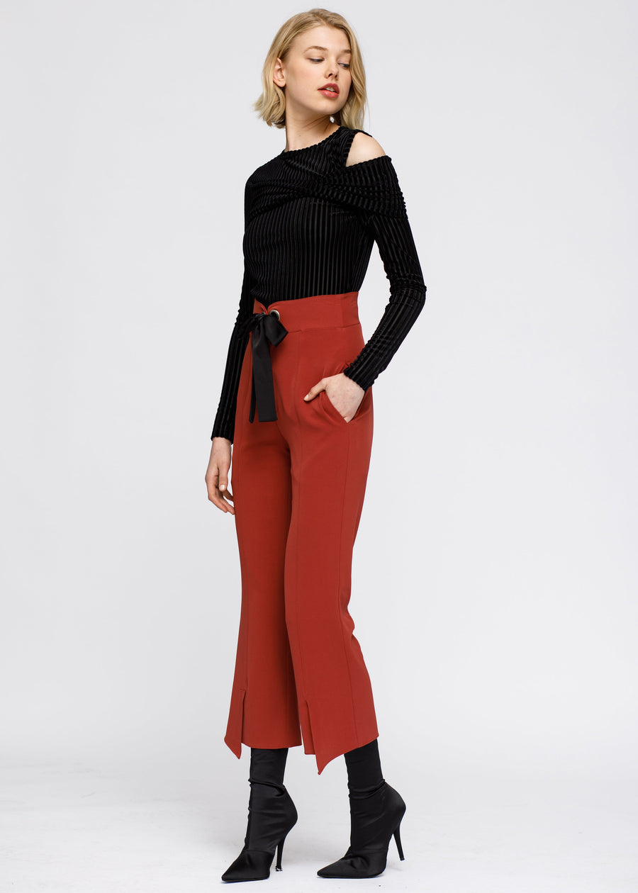 Women's High Waist Front Slit Trouser - shopatkonus