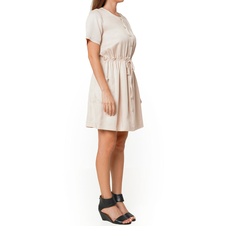 Women's Short Sleeve Utility Dress in Sand