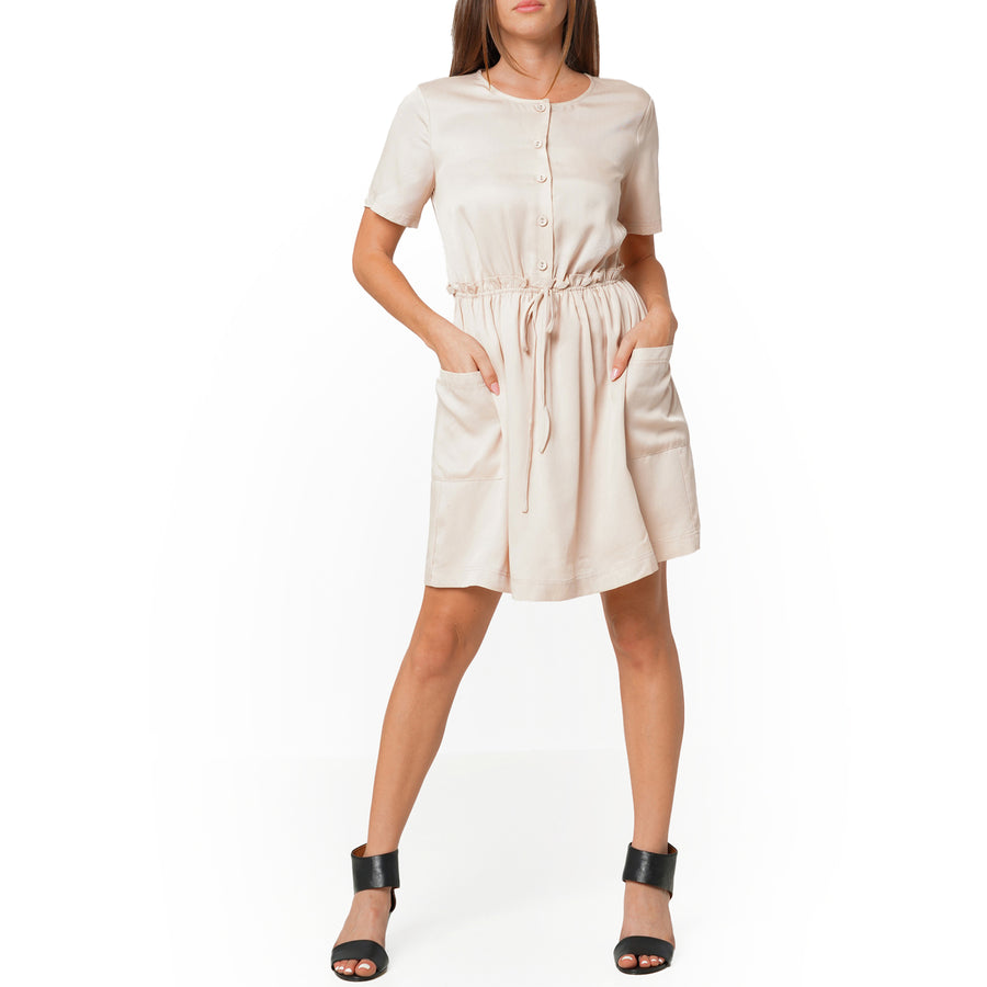 Women's Short Sleeve Utility Dress in Sand