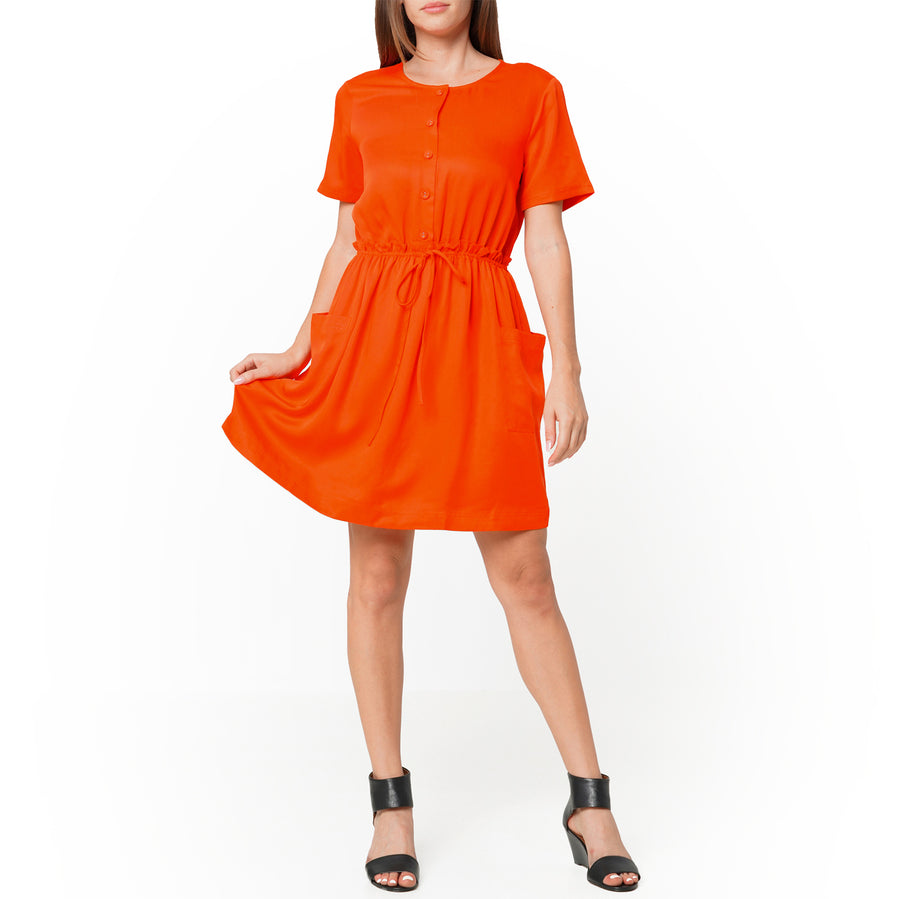 Women's Short Sleeve Utility Dress in Poppy