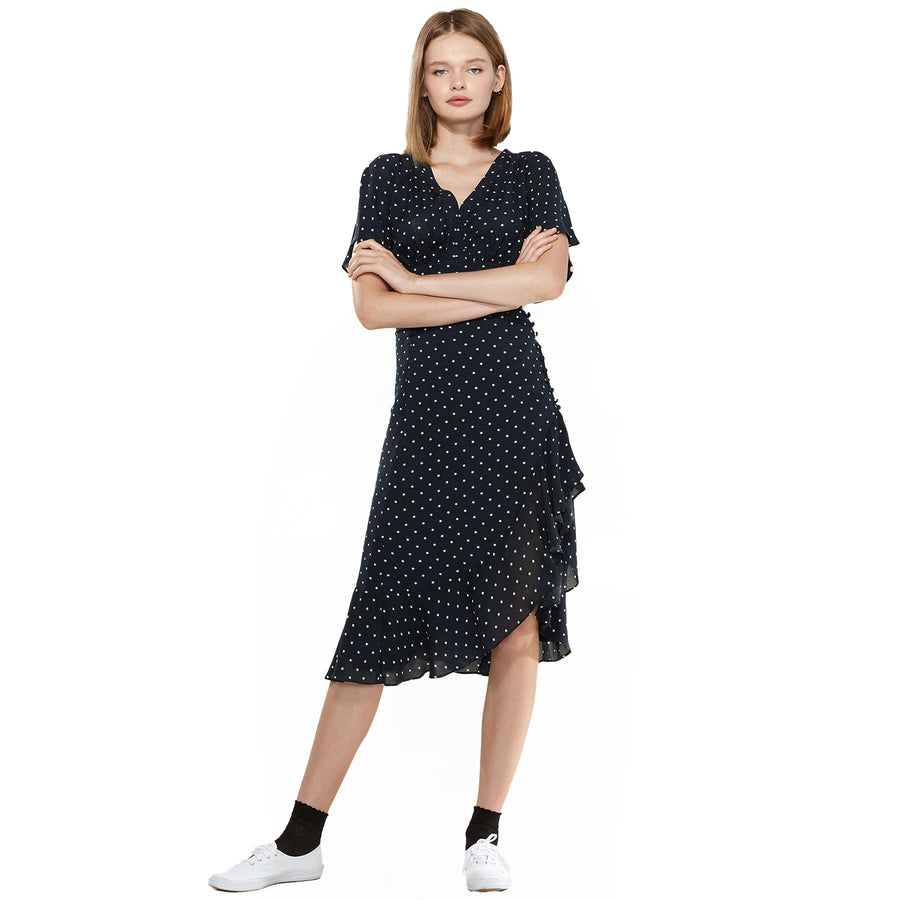 Women's Wrap Asymmetrical Midi Skirt In Navy