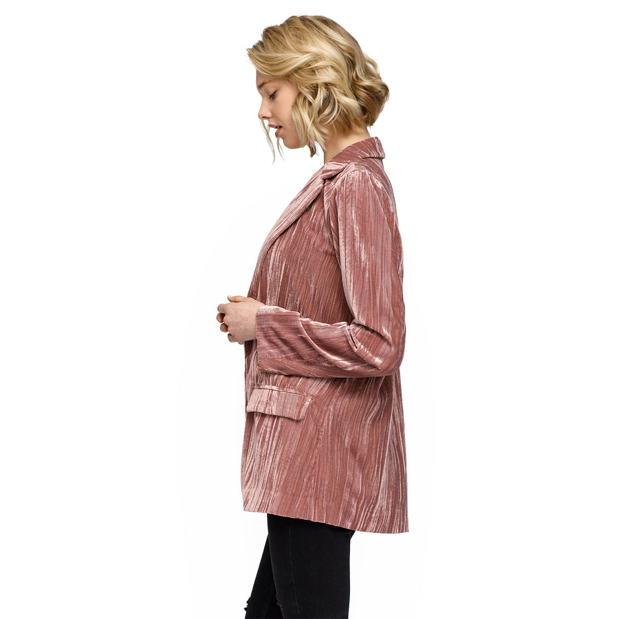 Women's Velvet Blazer With Flap Pockets In Rogue