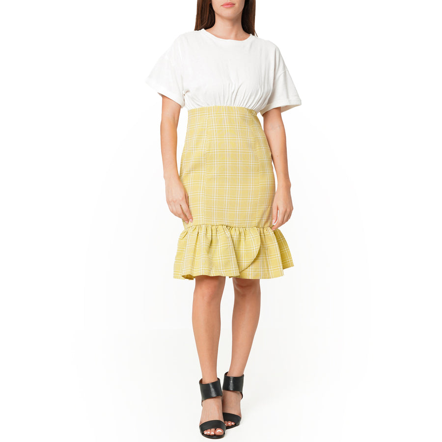 Women's Glen Plaid Mermaid Dress in Yellow