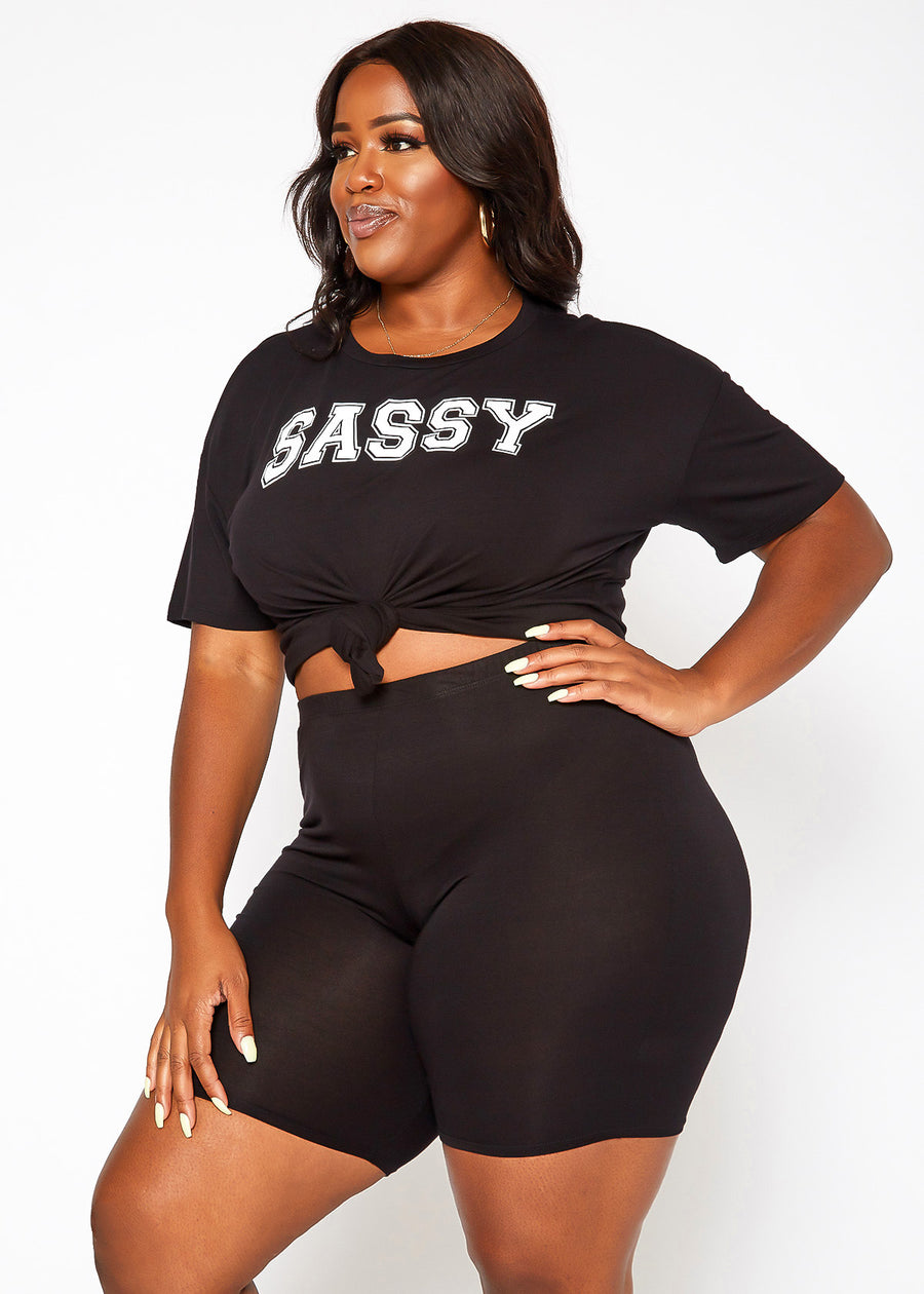 Plus Size Basic Solid Half Leggings - shopatkonus