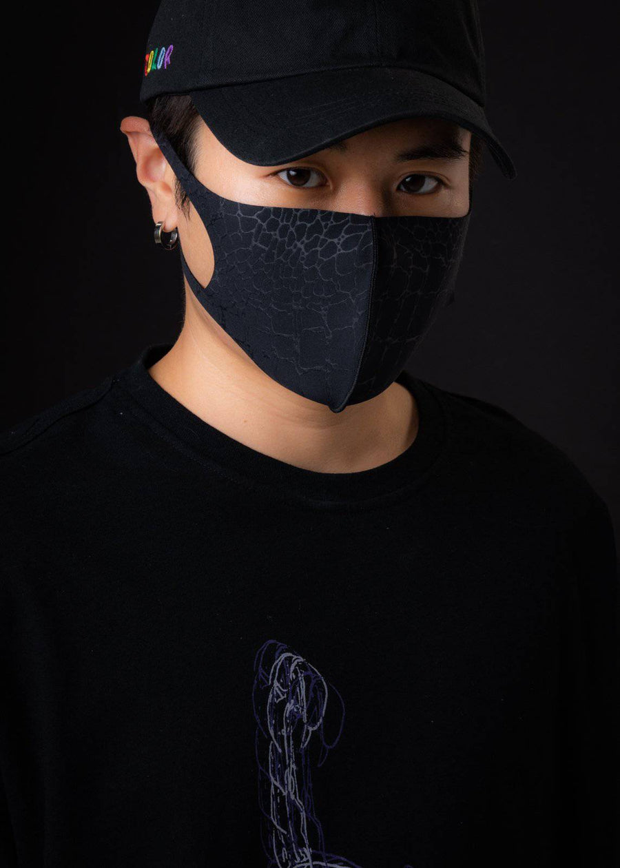 Konus Anti Bacterial Crocodile Print 3D Mask in Black [3PCS SET] - shopatkonus