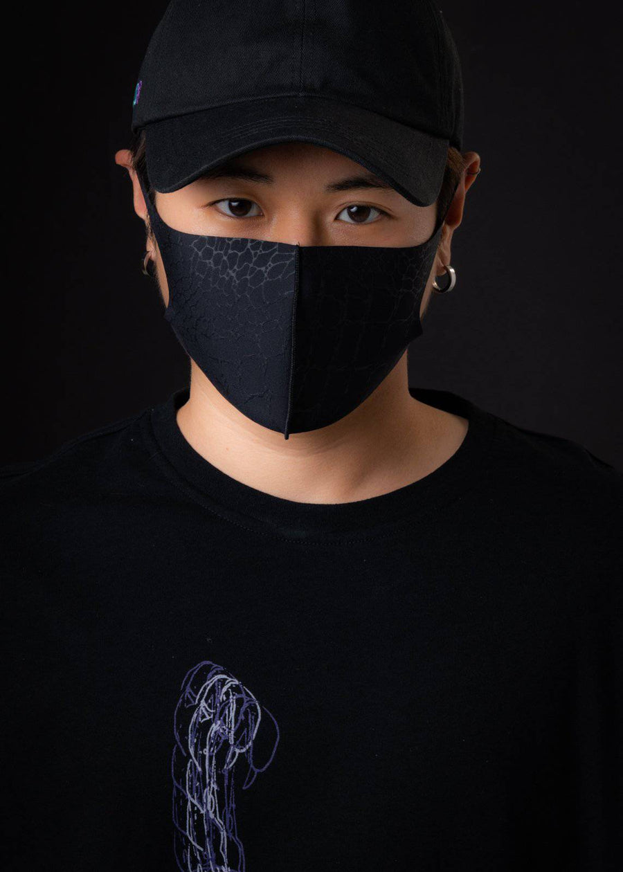 Konus Anti Bacterial Crocodile Print 3D Mask in Black [3PCS SET] - shopatkonus
