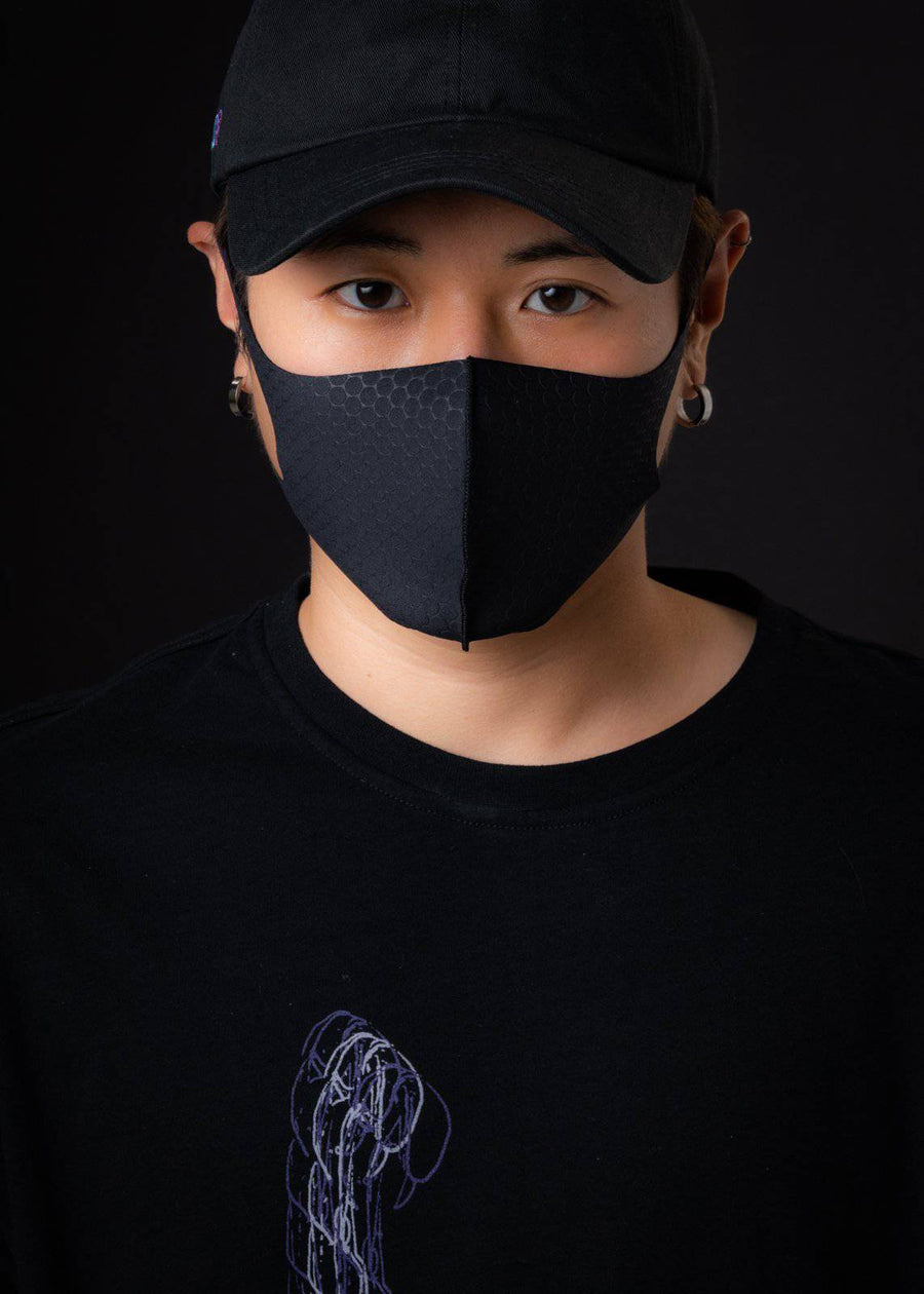 Konus Anti Bacterial Vector Pattern 3D Mask in Black [3PCS SET] - shopatkonus