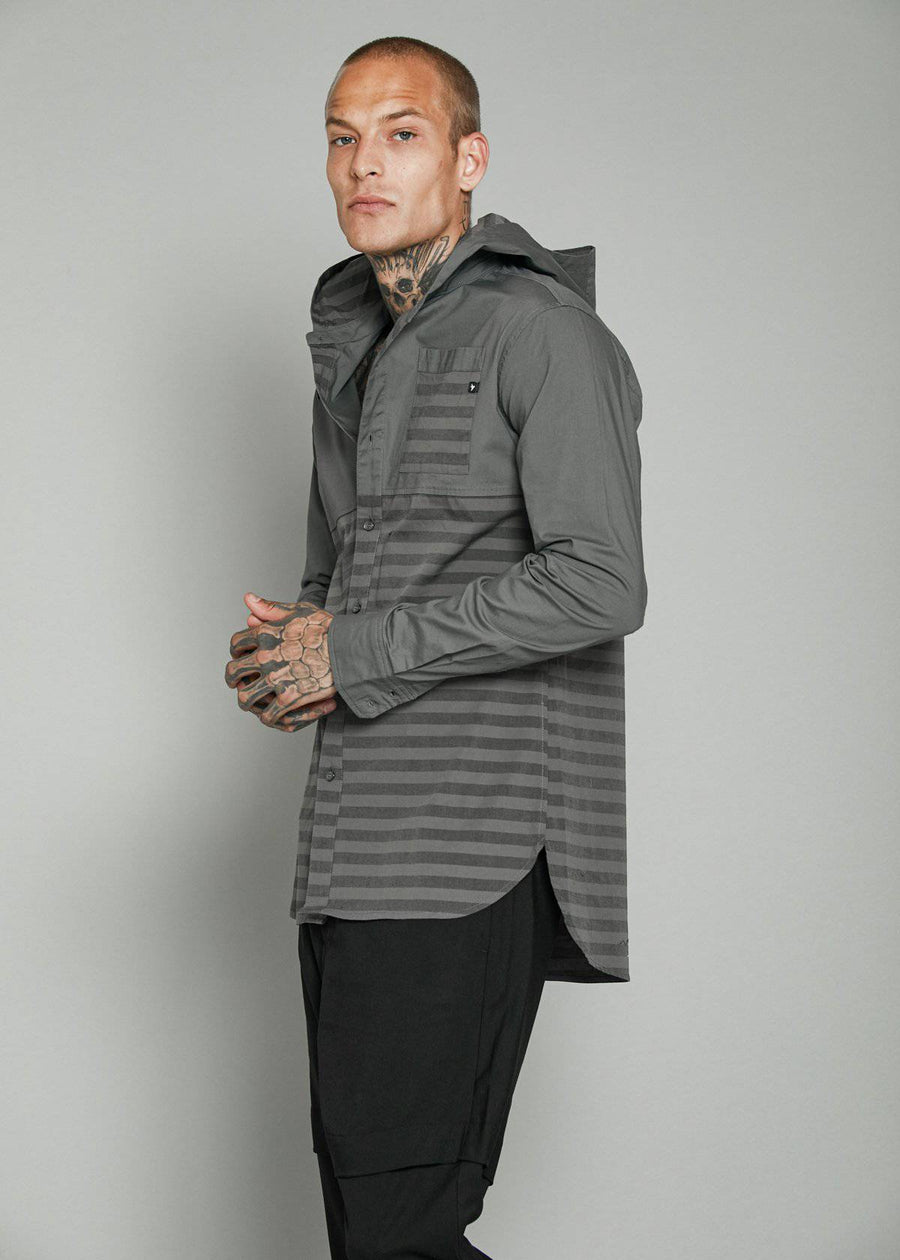 Konus Men's Elongated Hoodie Shirt in Charcoal - shopatkonus