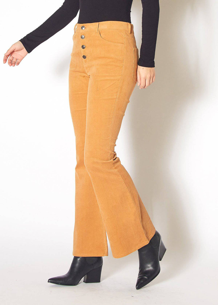 Women's Corduroy Flared Pants in Brick - shopatkonus