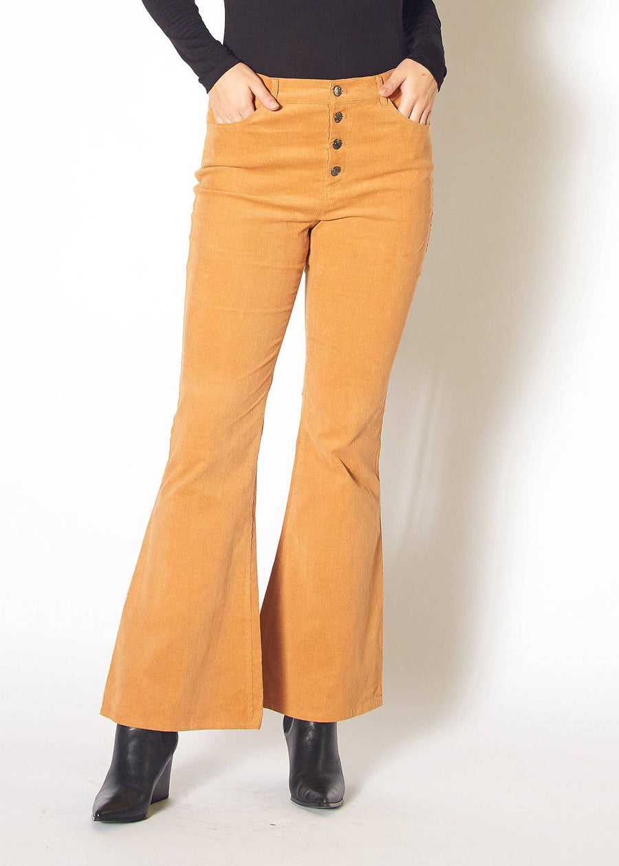 Women's Corduroy Flared Pants in Brick - shopatkonus