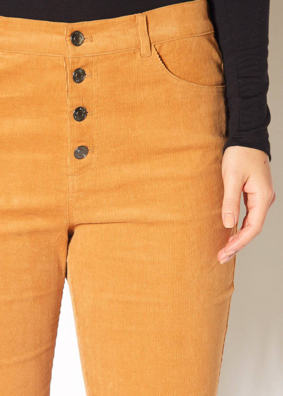 Women's Corduroy Flared Pants in Brick - shopatkonus