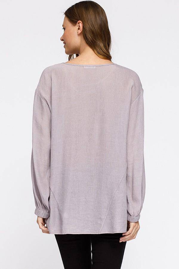 Women's Hi-lo Elastic Banded Hem Top in Lavander - shopatkonus