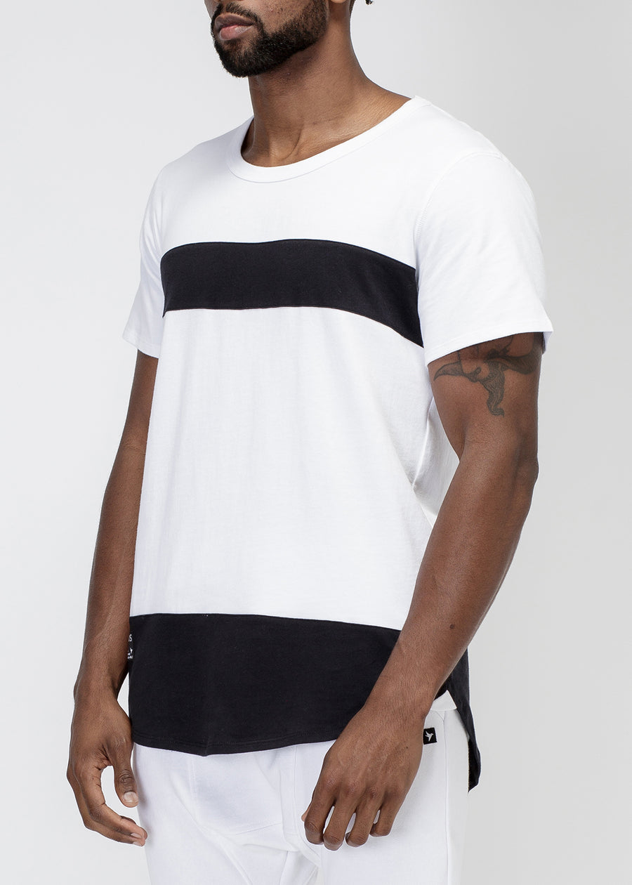 Konus Men's Elongated Cut Block Tee in White - shopatkonus