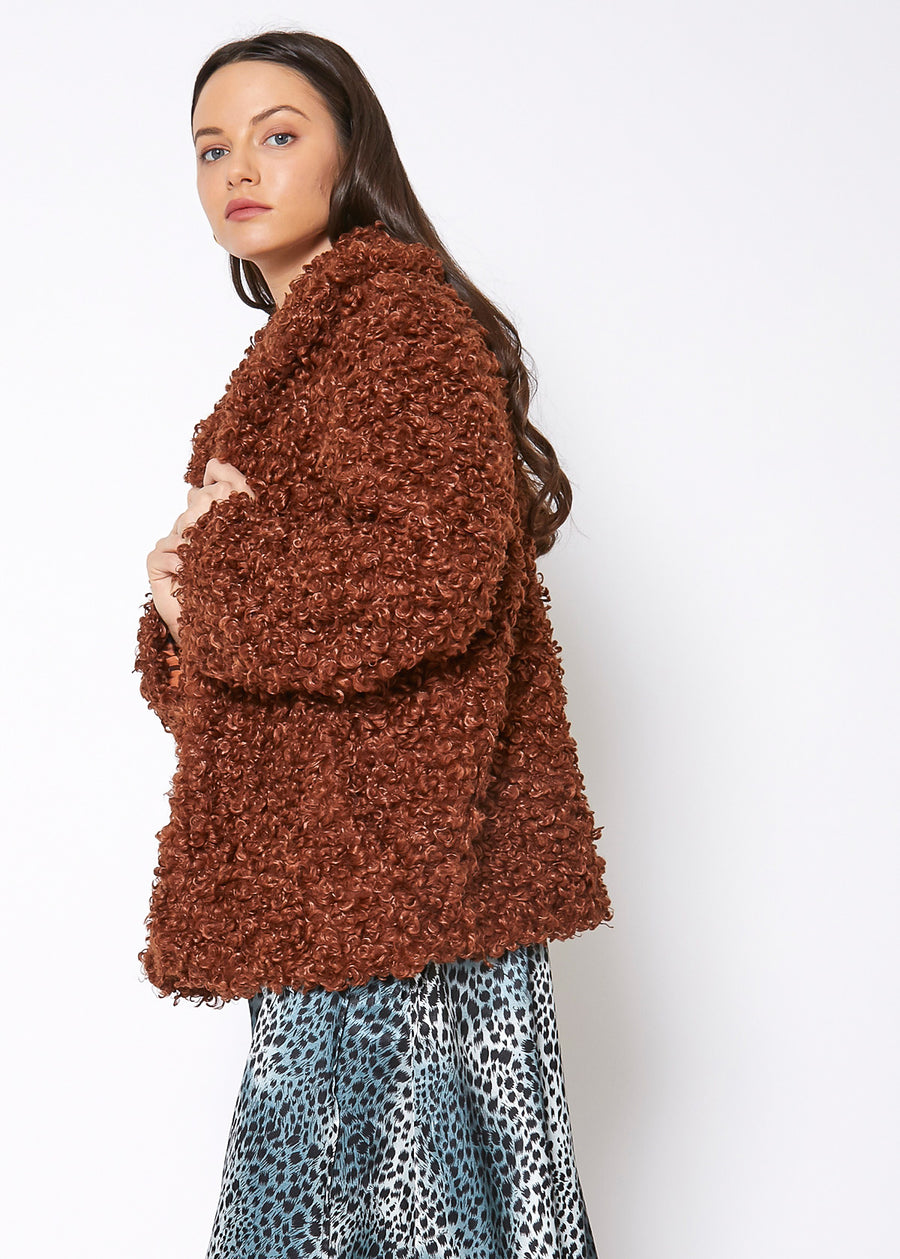 Womens Curly Faux Fur Teddy Coat - shopatkonus