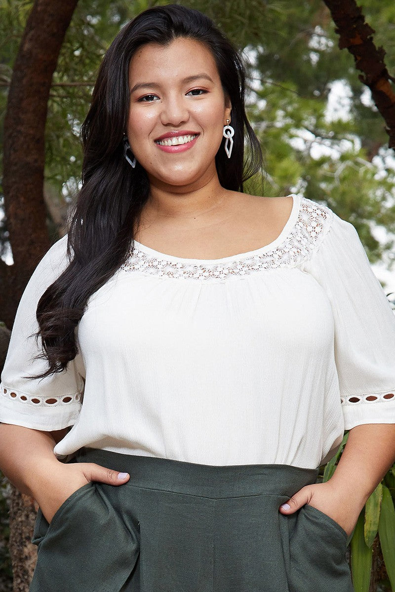 Plus Size Pleated Short Sleeve Blouse Top - shopatkonus