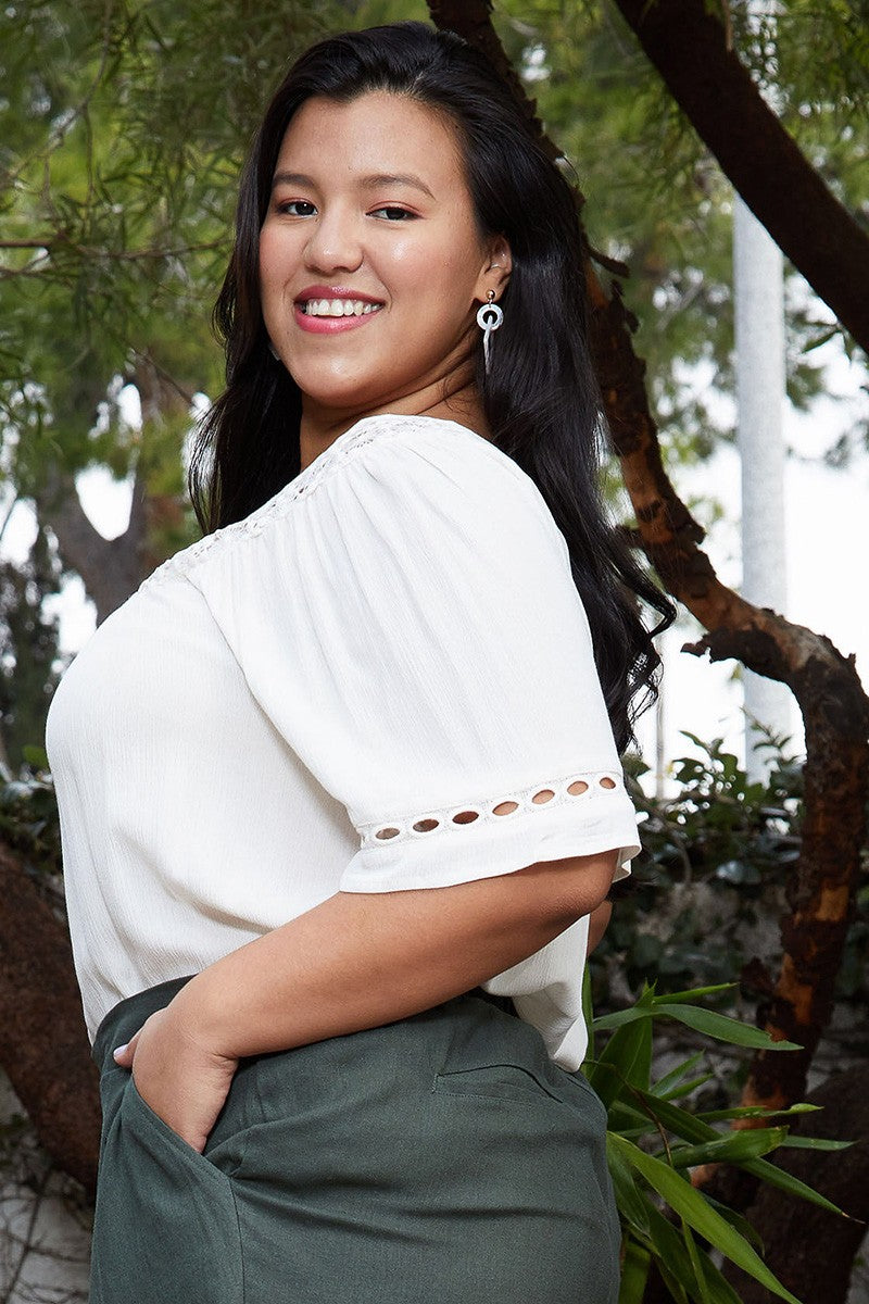 Plus Size Pleated Short Sleeve Blouse Top - shopatkonus